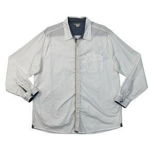 Carbon2Cobalt Shirt Men L Large White Button Up Selvedge Trim Long Sleeve Cotton